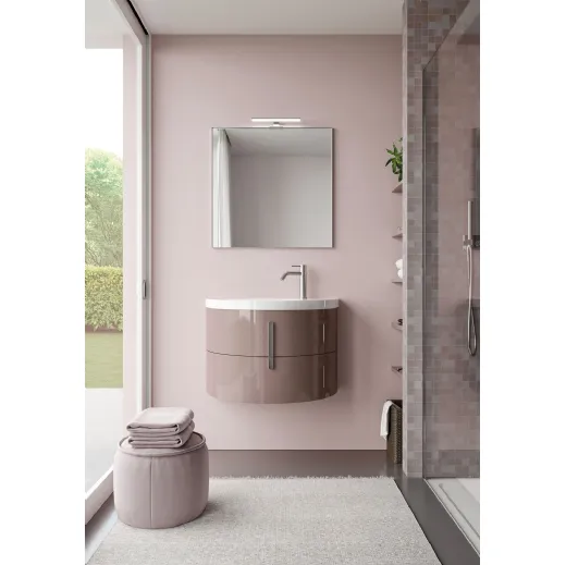 Mobile da Bagno sospeso in laccato lucido Moon 05 di Ideagroup