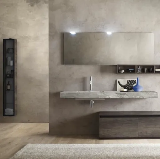 Mobile da Bagno a terra Evo Plus 06 in laminato con top in HPL di Synergie