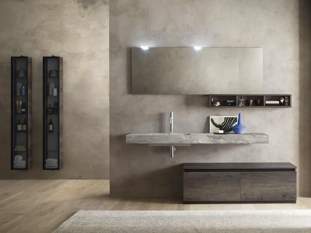 Mobile da Bagno a terra Evo Plus 06 in laminato con top in HPL di Synergie