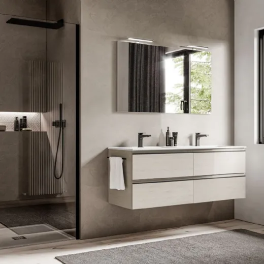 Mobile da Bagno sospeso in laminato effetto legno System 06 di Ideagroup