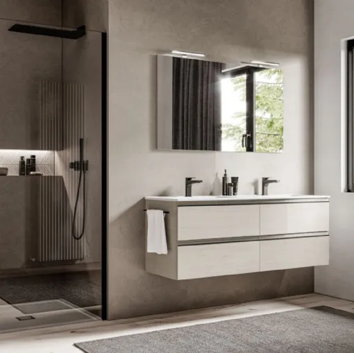 Mobile da Bagno sospeso in laminato effetto legno System 06 di Ideagroup