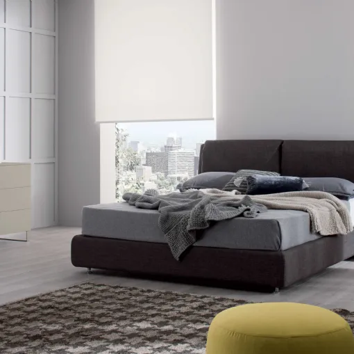 Letto in pelle con box contenitore Spazio di Spagnol Mobili