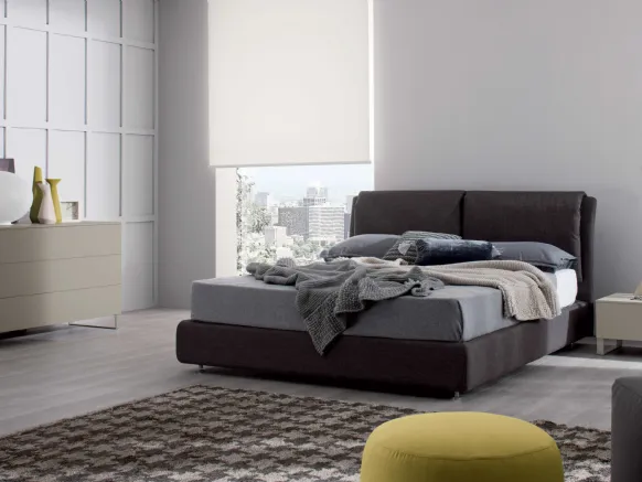 Letto in pelle con box contenitore Spazio di Spagnol Mobili