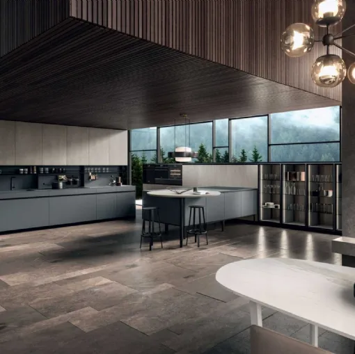 Cucina Moderna con penisola DJ 01 in Fenix Grigio Bromo di Dibiesse